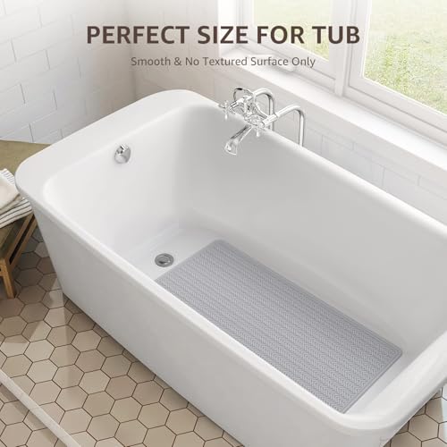 OTHWAY Bathtub Mat Non Slip, Extra Long Rubber Bath Mat for Tub, Machine Washable Shower Anti Slip Mat with 332 Strong Suction Cups (A Little Grey, 36" x 17") - color: A Little Grey, size: 36" x 17" (Rectangular)