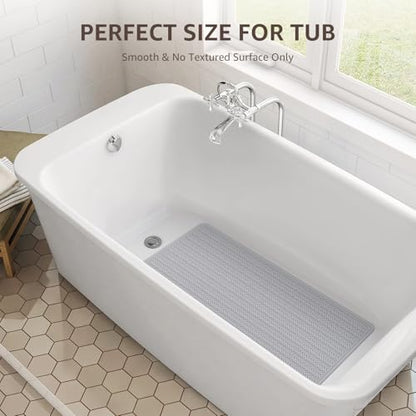 OTHWAY Bathtub Mat Non Slip, Extra Long Rubber Bath Mat for Tub, Machine Washable Shower Anti Slip Mat with 332 Strong Suction Cups (A Little Grey, 36" x 17") - color: A Little Grey, size: 36" x 17" (Rectangular)