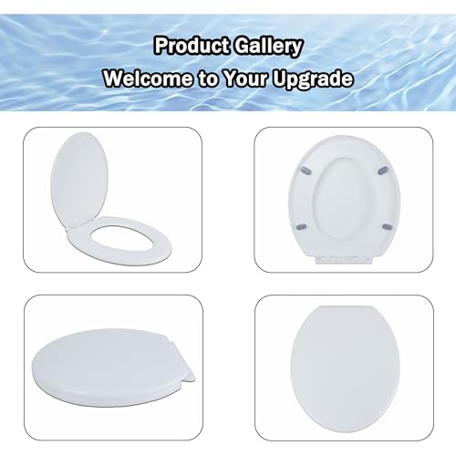 MinSha Round Toilet Seat, 17 Inch Soft Close Toilet Lid, Durable PP Material O-Shape Seat with Quiet Slow Close, Easy Top Fixing Installation & Cleaning, Fits Standard American Toilets, O3CK