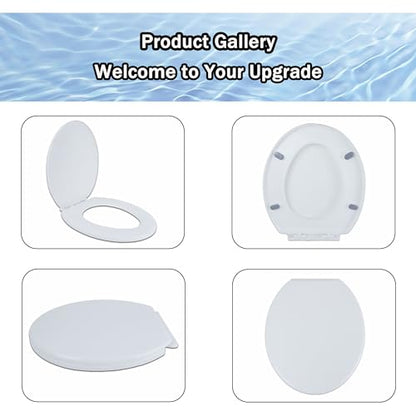 MinSha Round Toilet Seat, 17 Inch Soft Close Toilet Lid, Durable PP Material O-Shape Seat with Quiet Slow Close, Easy Top Fixing Installation & Cleaning, Fits Standard American Toilets, O3CK