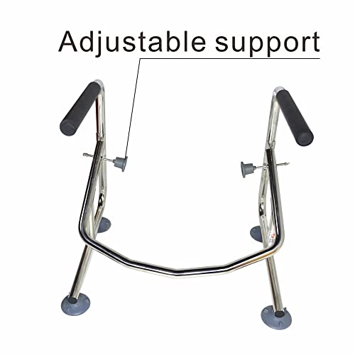 Elderly Assis Toilet Safety Rails, Heavy Duty Bathroom Grab Bar with Adjustable Support Leg, 32mm Thick Stainless Steel Frame for Seniors, Arthritis Sufferers, Injury Recovery, Fits Most Toilets