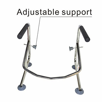 Elderly Assis Toilet Safety Rails, Heavy Duty Bathroom Grab Bar with Adjustable Support Leg, 32mm Thick Stainless Steel Frame for Seniors, Arthritis Sufferers, Injury Recovery, Fits Most Toilets