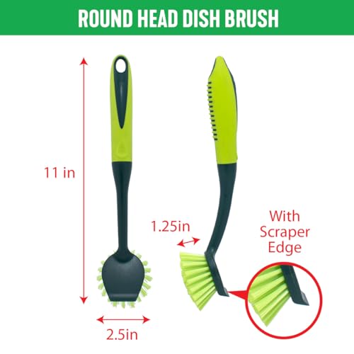 Pine-Sol Scrub Brush Set - Long Handle Cleaning Brushes with Heavy Duty Bristles and Comfort Grip - Scrubbers for Kitchen, Household, and Dishwashing, 2 Pieces - size: 2 Piece Set