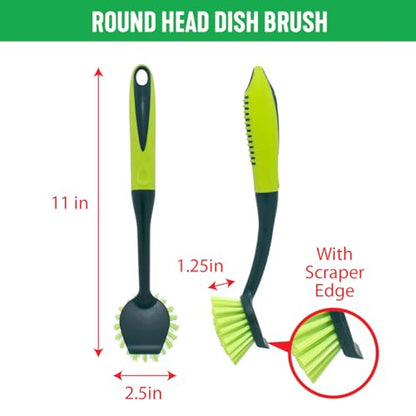 Pine-Sol Scrub Brush Set - Long Handle Cleaning Brushes with Heavy Duty Bristles and Comfort Grip - Scrubbers for Kitchen, Household, and Dishwashing, 2 Pieces - size: 2 Piece Set