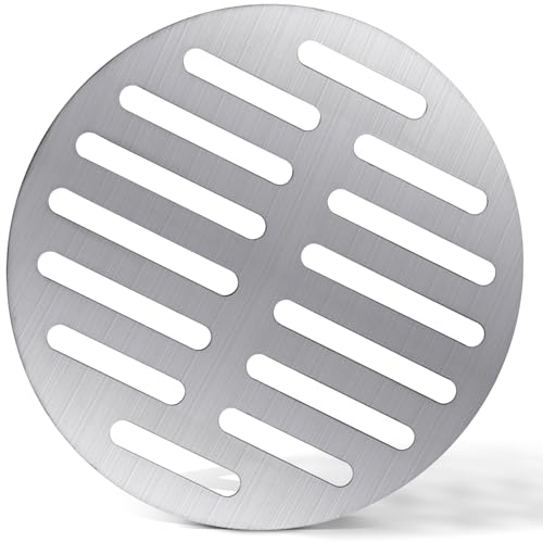 JIEYAO 4 Inch Round Floor Drain Cover, Silver Stainless Steel Strainer Shower Drain Cover Shower Strainer Trim Replacement Sink Floor Drain for Furniture Repair Bathroom Kitchen