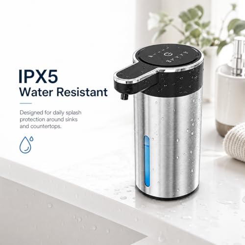 Automatic Foaming Soap Dispenser, Touchless Stainless Steel (Black, Foam) | 13.5 oz Capacity, 4 Adjustable Levels, USB Rechargeable Foaming Soap Dispenser for Bathroom and Kitchen - color: Black, size: Foam