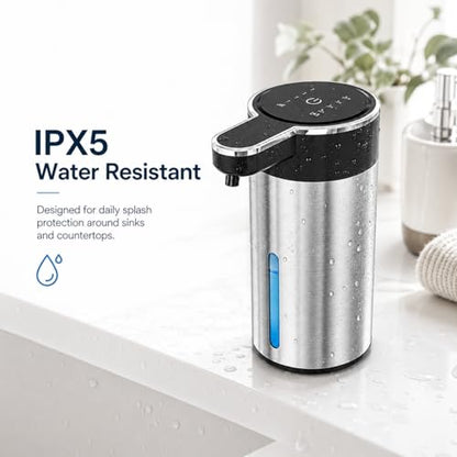 Automatic Liquid Soap Dispenser, Touchless Stainless Steel (Black, Liquid) | 13.5 oz Capacity, 4 Adjustable Levels, USB Rechargeable Liquid Soap Dispenser for Bathroom and Kitchen - color: Black, size: Liquid