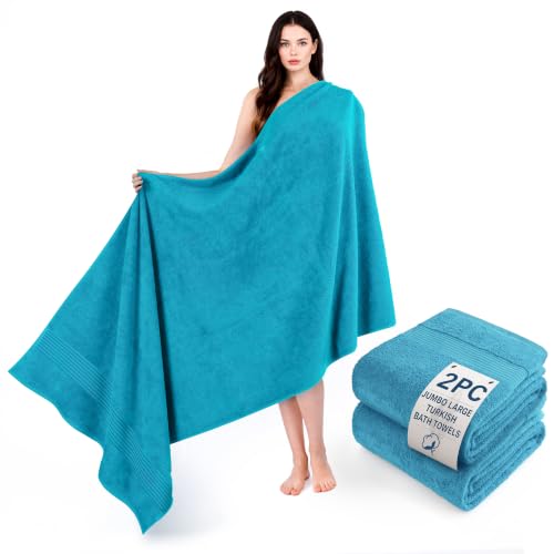 Cotton Paradise 100% Cotton Turkish Towel Set, Soft Absorbent Quick Dry, 2 Piece 35x70 Bath Sheet Set, Ocean Aqua - color: Ocean Aqua, size: 35"x70"