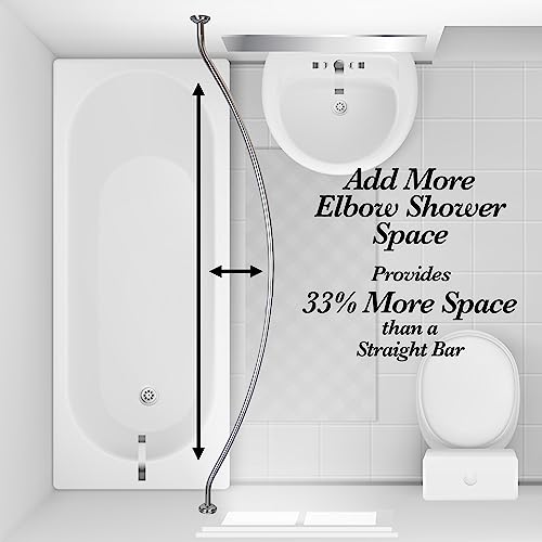Bath Bliss Curved Shower Rod | Adjustable 42"-72" Inch | Bathroom Shower Curtain and Liner Rod | 33% More Space | Wall Mounted | Easy Installation | Chrome - color: Chrome