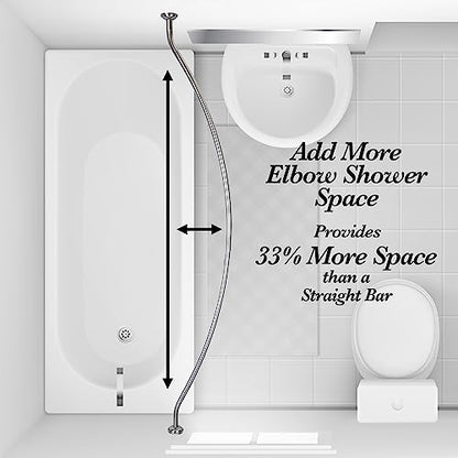 Bath Bliss Curved Shower Rod | Adjustable 42"-72" Inch | Bathroom Shower Curtain and Liner Rod | 33% More Space | Wall Mounted | Easy Installation | Chrome - color: Chrome