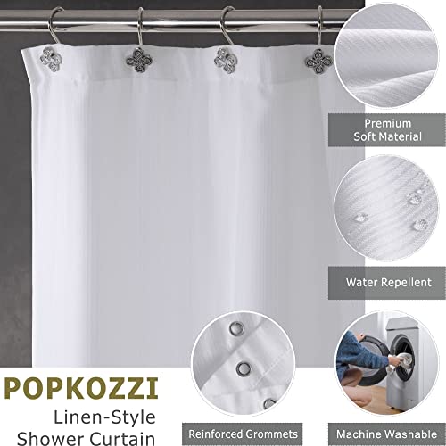 White Shower Curtain for Bathroom: Water Repellent Quick Dry - 84"Lx72"W | Striped Textured Linen Style 84 IN Extra Long Polyester Fabric Bath Curtain, Simple Elegant Lightweight Washable Semi-Sheer - color: Bright White, size: 72"W x 84"L (Pack of 1)