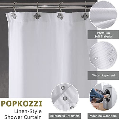 White Shower Curtain for Bathroom: Water Repellent Quick Dry - 72"Lx72"W | Striped Textured Linen Style Polyester Fabric Bath Curtain, Solid Simple Elegant Lightweight, Machine Washable, Semi-Sheer - color: Bright White, size: 72"W x 72"L (Pack of 1)