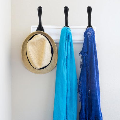 Coat Hooks 5 Pack - Heavy Duty Wall Mounted Two Prongs Double Hooks Matte Black Door Hooks for Hanging Clothes/Towels - Sturdiness Design with Better Mounting System - color: Matte Black