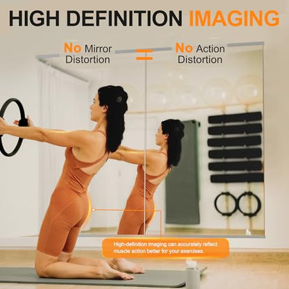 Home Gym Mirror, 48"x24"x2PCS, Silver | Large Full Body, Tempered Glass Frameless, Wall-Mounted, For Gym, Yoga, Garage, Bedroom, Bathroom - size: 48''x24''x2PCS