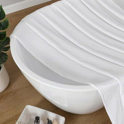 Aiyufeng Fabric White Long Shower Curtain for Bathroom, 3D Textured Pattern Shower Curtain Hotel Spa Quality, Boho Bathroom Curtain Modern Style Soft Cloth Luxury, Machine Washable,72x84 Inches - color: White, size: 72"W x 84"L (Pack of 1)