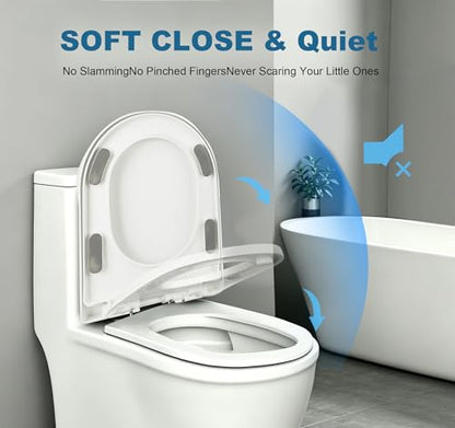 elongated U Toilet Seat Soft Close Quick Release White PP Seat | Soft close toilet seat with quick release hinge, durable PP material, stable design, easy cleaning and simple installation - size: 18.3*14.2in