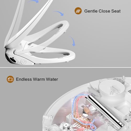 FN3 Smart Toilet Seat, Elongated Toilet Seat Slow Close, Electric Heated Bidet with Pre-Wet, Bidet Attachment for Toilet Warm Water, Air Dryer, Remote Control