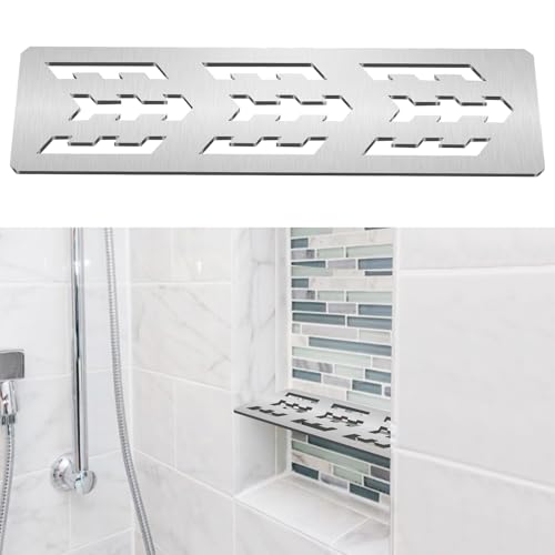 12 Inch Shower Niche Shelf Brushed Anodized Aluminum Finish Tile Insert | Rectangular Shelf For 12 Inch Tile Prefabricated Niches, Fits 1/8 Inch Grout Lines, Shower Niche Insert Brushed Anodized - size: Aluminum - Silver