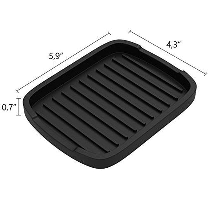 ZAPPOWARE Silicone Sponge Holder -soap Tray - 5.9" X 4.33" Set -2pcs (Black) - color: Black