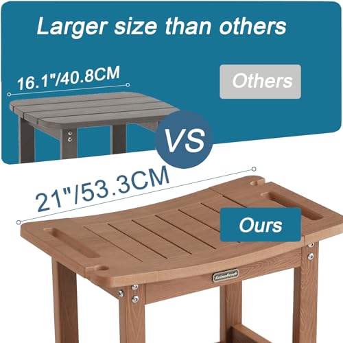 Poly Shower Stool for Inside Shower Waterproof, Shower Bench for Shaving Legs, Heavy Duty Plastic Bathroom Chair Seat with Handles & Adjustable Feet, Foot Rest, No Maintenance, Brown - color: Brown