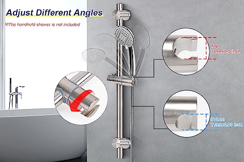 NearMoon Slide Bar with Height/Angle Adjustable Handheld Shower Holder, Bathroom SUS 304 Stainless Steel Head Holder for Bath (Screw Mounted, Brushed Nickel) - color: Brushed Nickel, style: Screw Mounted