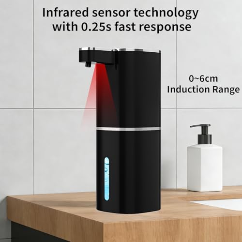 Automatic Liquid Soap Dispenser, Touchless 4 Levels (Black, Liquid) | 14.2 oz Capacity, 4 Adjustable Levels, Liquid Hand Soap Dispenser, Kitchen and Bathroom Accessory - color: Black, size: Liquid