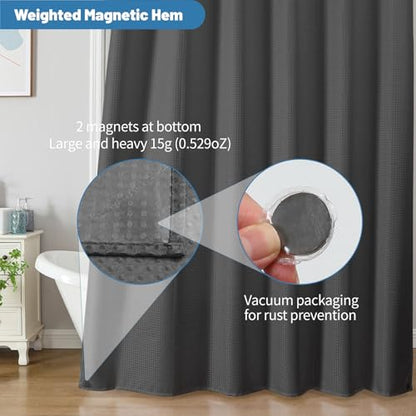 2-in-1 Waterproof Fabric Shower Curtain - No Separate Liner Needed, Hotel-Style Waffle Weave, Effortless Cleaning & Washable Bathroom Shower Curtain Set,72Wx72H,Chocolate Grey - color: Chocolate Grey, size: 72"W x 72"L (Pack of 1)