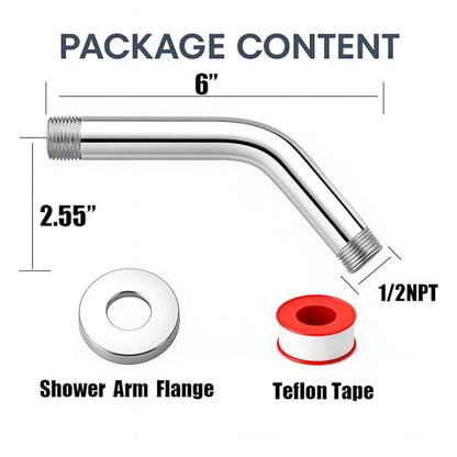 For DELTA and MOEN Shower Arm, 6 Inch Shower Head Extension Arm with Flange, Wall-Mounted For Fixed Shower Head & Handheld Showerhead,Chrome Finish