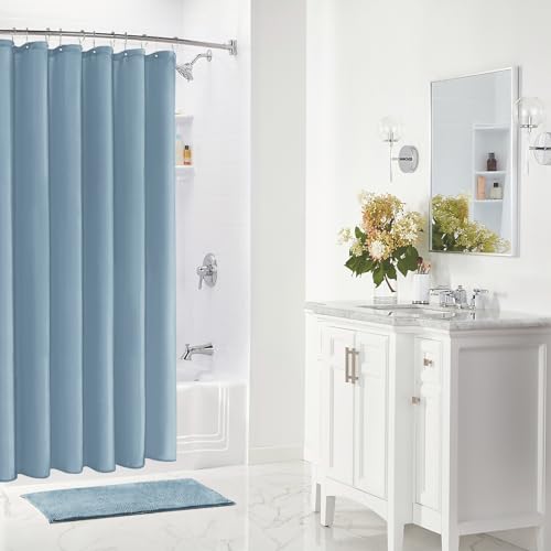 Fog Blue Fabric Waterproof Shower Curtain or Liner, 36 x 72 | Fabric Shower Curtain Liner, Soft Cloth, Hotel Quality, Modern Style, Water-Resistant, Machine Washable - color: Fabric-light Blue, size: 36"W x 72"L (Pack of 1)