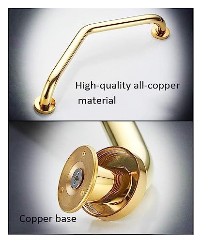 Grab Rails Bath Wall Attachment Handrails Rails Curved Brass Grab Bar,Wall Mounted Towel Rack,Bathtub Bathroom Shower Non-Slip Aids Safety Support Rail,Polished Finished