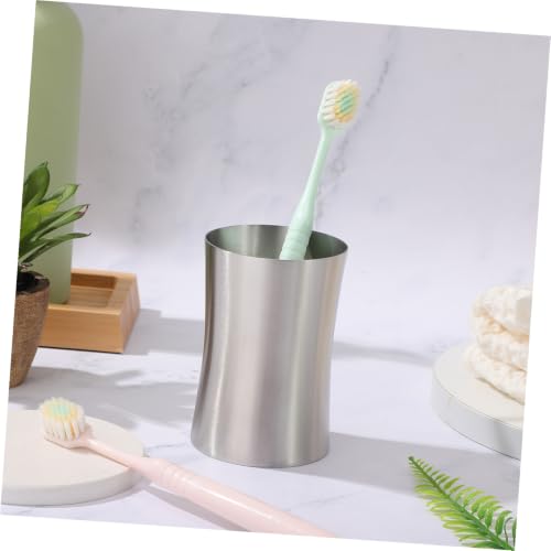 Multi Functional Stainless Steel Toothbrush Cup Mouthwash Holder Compact Travel Rinse for Bathroom Vanity Countertops Space Saving Mouthwash Cups Reusable