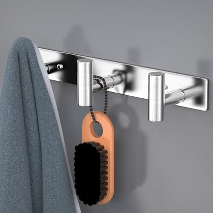 HUFEEOH Coat Hooks Wall Mount, Stainless Steel 3 Hooks Wall Hooks T Shaped Coat Hanger Wall Mount, Heavy Duty Silver Towel Hooks Purse Rack for Hanging - color: Silver, size: 1 Pack "T" shape 3 hooks