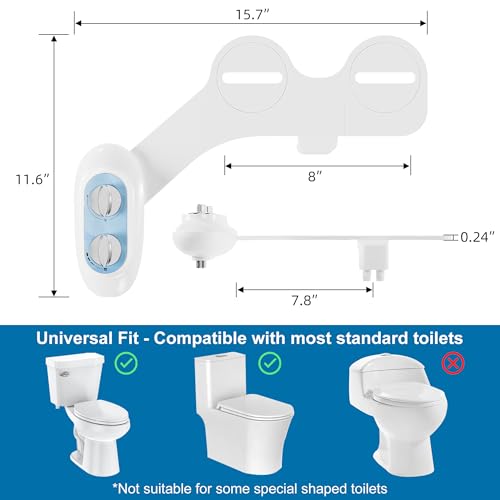 Ultra-Slim 3-in-1 Bidet Attachment for Toilet, Self-Cleaning Dual Nozzles for Posterior & Feminine Wash, Adjustable Water Pressure, Easy Install (Blue) - color: Blue, Solo Cold