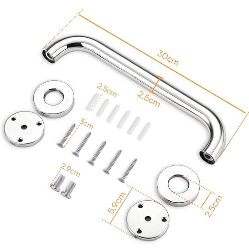 Shower Grab Bars for Bathroom, 12 Inch Handicap Grab Bars, 304 Stainless Steel Safety Bars for Shower and Bathtub, Shower Handle for Senior, Elderly, Handicap