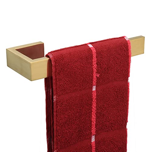TocTen Hand Towel Holder/Towel Ring - Thicken SUS304 Stainless Steel Bathroom Hand Towel Hanger, 9 Inch Heavy Duty Wall Mounted Towel Rack, Square Hand Towel Bar for Bathroom Hardware (Gold, 9 in) - color: Gold, size: 9 In-Rectangular