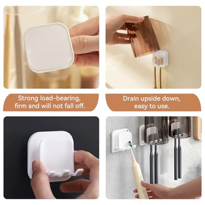 Toothbrush Holders for Bathrooms, Razor Holder for Shower, Self Adhesive Tooth Brushing Holder Wall Mounted, Toothbrush Organizer for Shower Hanging Towel, Waterproof Hook for Bathroom, 2Pcs - size: ToothbrushHolders - 2PCS