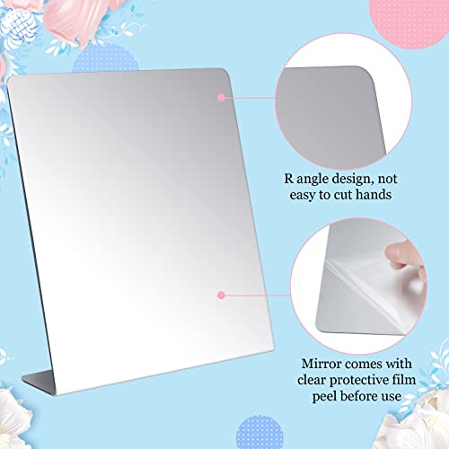 2 Pcs Counter Top Mirror Freestanding Table Desk Mirror Self Portrait Single Sided Acrylic Glass for Tabletop Desk Counter Bedroom Office Bathroom Home Dorm (12 x 18 Inch) - size: 12 x 18 Inch