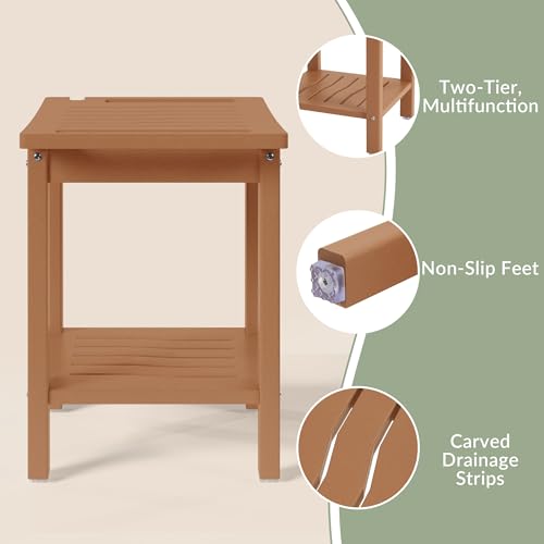 Sage HDPE Poly Plastic Waterproof Bathroom Shower Bench, Teak - color: Teak
