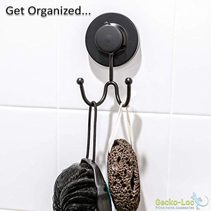 Gecko-Loc Heavy Duty Suction Cup Hooks Shower Accessory Stainless Steel - Black - color: Black
