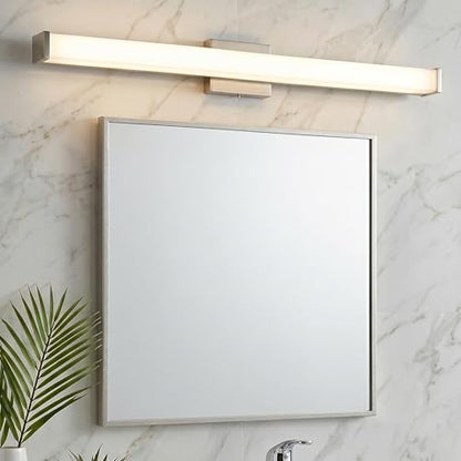 URSOLA 48" Modern LED Bathroom Light Fixtures, Brushed Nickel 3CCT Dimmable Bathroom Vanity Light Over Mirror, Bathroom Vanity Bath Bar Lights with Double Layer Acrylic Shade - color: Brushed Nickel, size: 48inch