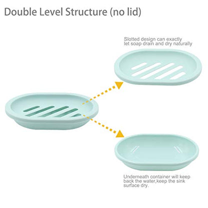 Topsky 2-Pack Soap Dish with Drain, Soap Holder, Soap Saver, Easy Cleaning, Dry, Stop Mushy Soap (Green) - color: Green