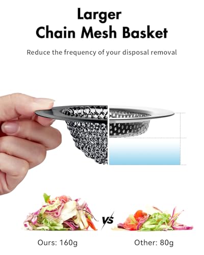 Kitchen Sink Drain Strainer,Patented Reversible Chain Mesh Basket,Black | Kitchen Sink Accessories,Easy Clean,Fast Drainage,304 Stainless Steel Rust-Proof,4.4" Large Capacity Food Catcher,Anti-Clog - color: Dark Strainer
