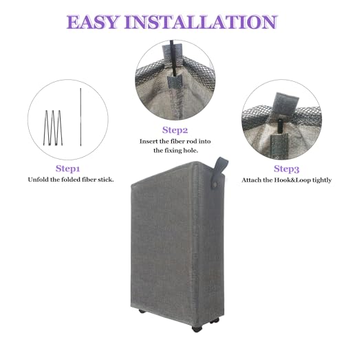 Slim Rolling Laundry Basket with Wheels, 42L Narrow Laundry Hamper with Mesh Drawstring Cover & Handles, Collapsible Dirty Clothes Bin for Small Spaces, Dorm, Apartment, Bathroom, Dark Grey - color: Dark Gary