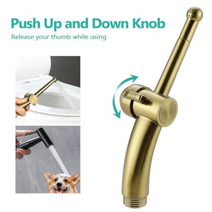 BARROCK Bidet Sprayer for Existing Toilet, Advanced Handheld Ergonomic Jet Spray Set with Precision Water Pressure Control for Muslim Shower/Feminine Hygiene/Pet Cleaning, Brushed Gold - color: Brushed Gold