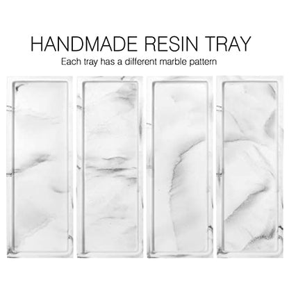 Luxspire Marble Tray for Soap Dispenser Perfume Jewelry, S, Gravel White | 11 x 4 inch, non-slip waterproof resin, easy wipe clean, fits bath kitchen vanity, holds jewelry toiletries soap - color: D - Gravel White, style: Small