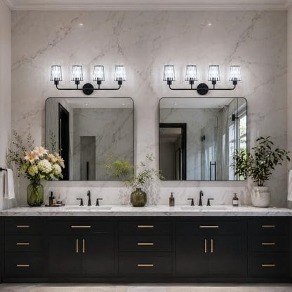 Black Vanity Lights, 4-Light Crystal Bathroom Light Fixtures | Modern Bathroom Vanity Light E26 Wall Light over Mirror (Exclude Bulb) - color: Black, size: 4-Light