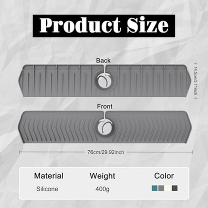 30 Inch Silicone Kitchen Sink Faucet Mat, Adjustable Waterproof Splash Guard Draining Mat Keep Countertops Dry (White) - color: White