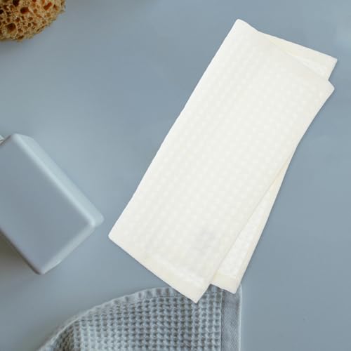 NOLITOY 4 Pcs Cotton Waffle Bath Towels Soft and Comfortable Quick Drying White Facecloths for Spa and Gym Use Highly Absorbent Bathroom Towels