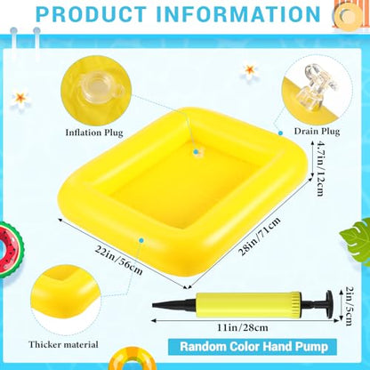FillTouch Rectangular Inflatable Serving Bar Floating Drink Holder for Pool Inflatable Cup Holders Hot Tub Accessories, Adults Swimming Fun Drink Floats for Swimming Pool Party(Yellow) - color: Yellow