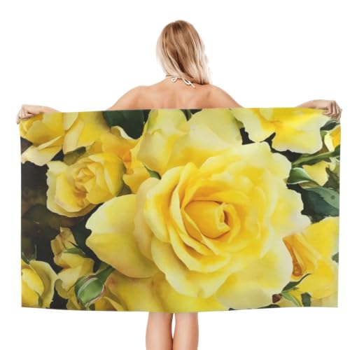 Yellow Rose Bath Towel Super Absorbent Beach Towels Microfiber Bathroom Towel 32 x 52 Inch - color: Yellow Rose